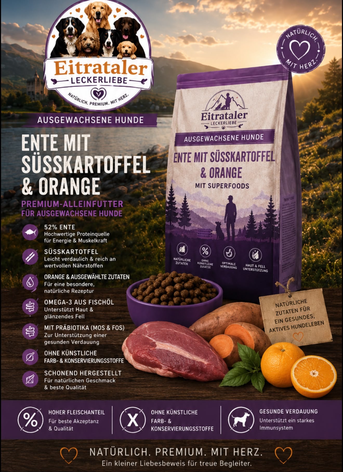 Zarte Ente mit Süßkartoffel und fruchtiger Orange